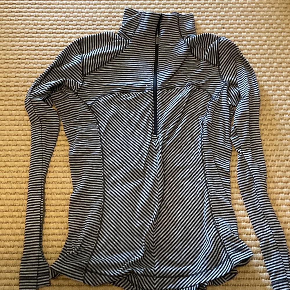Columbia Black and White Striped Long-Sleeve Quarter-Zip